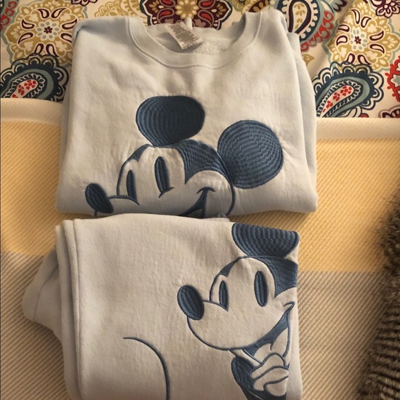 Disney Other - Disney Mickey Mouse Adult Sweatshirt- Light Blue, XXL Top , XL Pants
